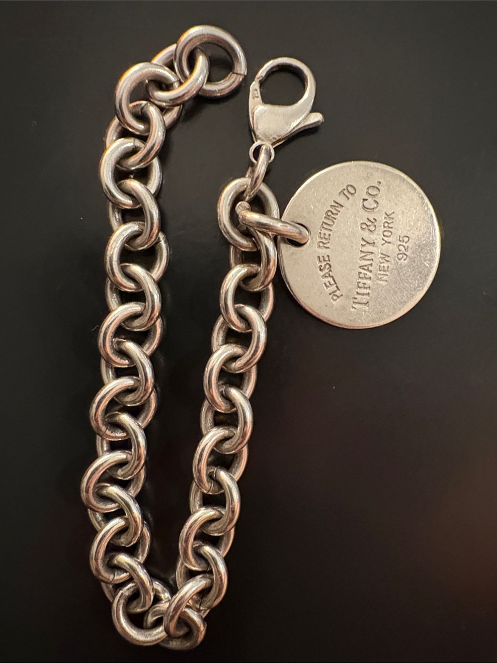 Tiffany & Co. Silver Round Tag Curb Link Bracelet